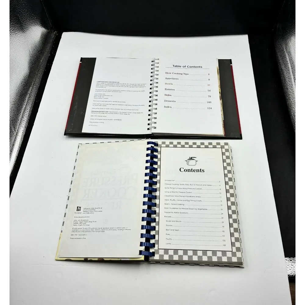 2 Spiral Bound Recipe Books Pressure Cooking, Crock Pot Cooking HB